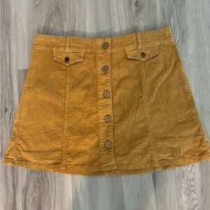 Mustard Button-Front Skirt